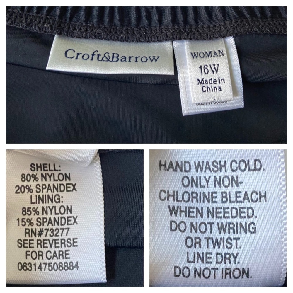 Croft & Barrow Women's Black Tummy Slimmer Bottom  Swim Skirt 16W Skirtini - Picture 5 of 11